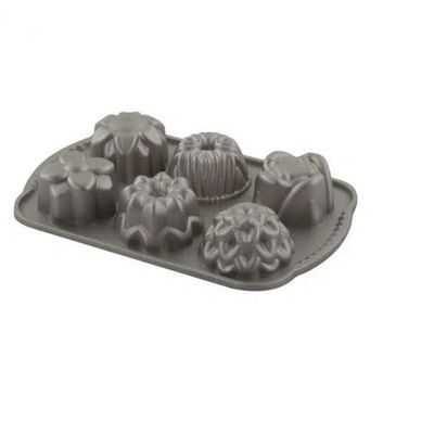 Forma para 6 Mini Bolos Decorada em Aluminio Fundido - Mimo