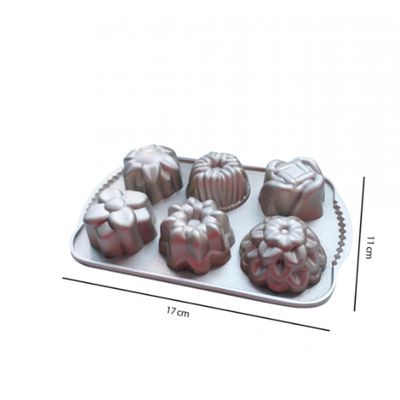 Forma para 6 Mini Bolos Decorada em Aluminio Fundido - Mimo