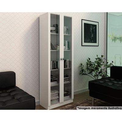 Estante de Escritório ME4115 c/ 2 Portas c/ Vidro Branco - Tecno Mobili