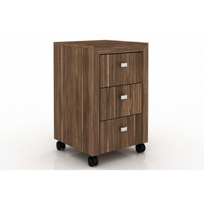 Multiuso Escritório ME4108 c/ 3 Gavetas e Rodízios Nogal - Tecno Mobili