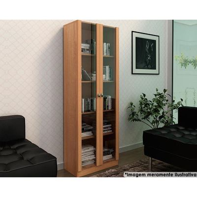 Estante de Escritório ME4115 c/ 2 Portas c/ Vidro Amêndoa - Tecno Mobili