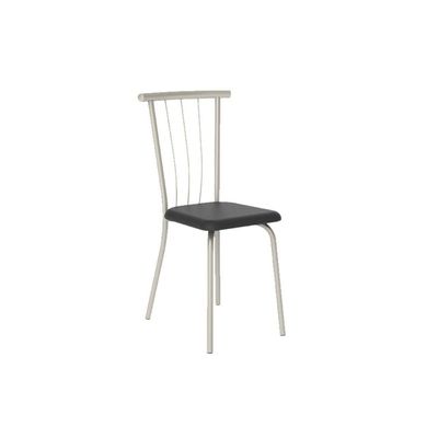 Cadeira de Cozinha 154 Kit 2 Un Prata - Assento Courano Preto - Carraro
