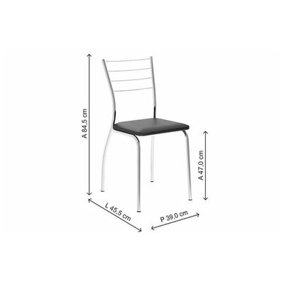 Cadeira de Cozinha 1700 Kit 2 Un Prata - Assento Courano Cacau - Carraro