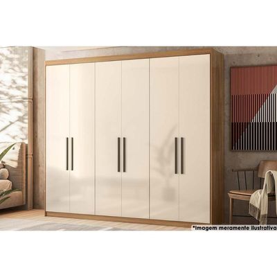 Guarda Roupa Casal 6 Portas 4 Gavetas 3 Prateleiras Venice Amêndola/Off White - Demóbile