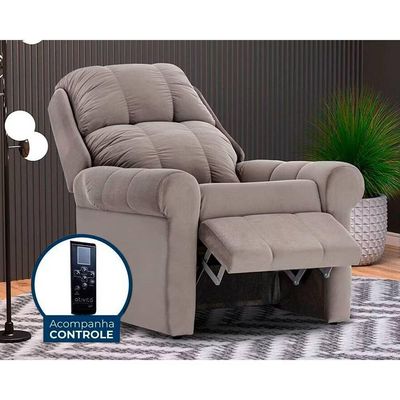 Poltrona Reclinável c/Massagem p/ Sala MH 1216 Two Way Suede Cinza - Herval