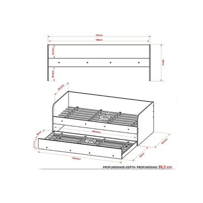 Sofá Cama Solteiro CM8032 c/ Auxiliar Branco - Tecno Mobili