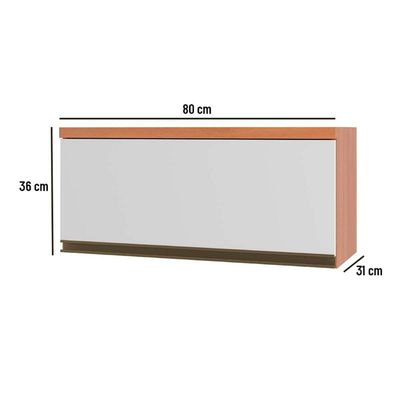 Armário de Cozinha Modulado Macadâmia 1 Porta 80cm Freijo/Branco - Telasul