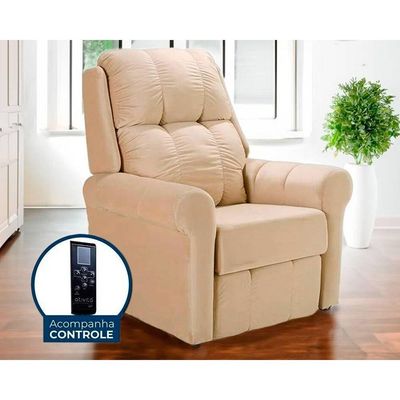 Poltrona Reclinável c/Massagem p/ Sala MH 1216 Two Way Suede Bege - Herval