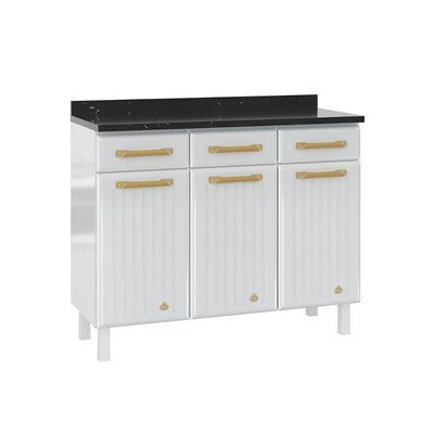 Balcão de Cozinha Diamante 3 Portas e 3 Gavetas c/ Tampo 105cm Branco - Telasul