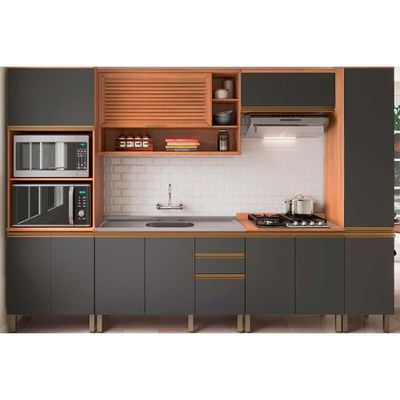 Paneleiro de Cozinha Macadâmia 70cm p/ Micro e Forno Freijo/Branco - Telasul