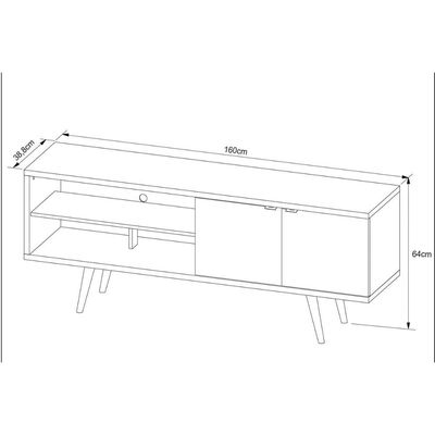 Rack para TV R1482 até 55 Polegadas c/ 2 Portas Amendoa/Marmore Branco - Tecno Mobili
