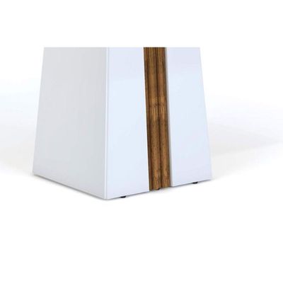 Mesa de Sala Jantar Italia + Tampo Madeirado Vidro 120x90cm Freijó/Off White - DJ Móveis