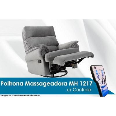 Poltrona Reclinável p/ Sala MH 1217 Two Way c/ Massagem Suede Cinza - Herval