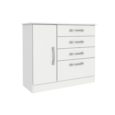 Cômoda Solteiro Chicago c/ 1 Porta e 4 Gavetas Branco/Neve - Tcil Móveis