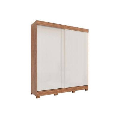 Guarda Roupa 2 Portas de Correr e 3 Gavetas c/ Pés Ilhéus Cinamomo/Off White - Panan