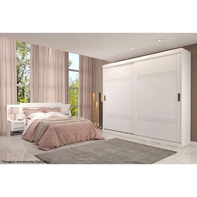 Guarda Roupa 2 Portas de Correr e 4 Gavetas Blumenau Cinamomo/Off White - Panan