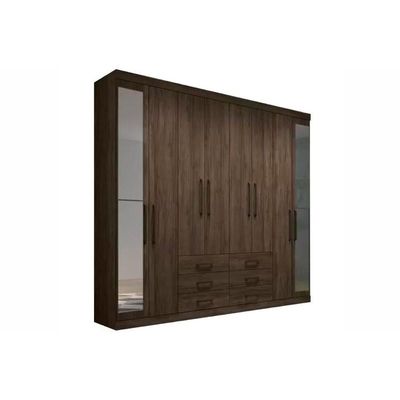 Guarda Roupa 8 Portas e 6 Gavetas c/ Espelho Master 8.6 Jatoba - Santos Andirá