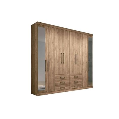 Guarda Roupa 8 Portas e 6 Gavetas c/ Espelho Master 8.6 Jatoba - Santos Andirá