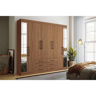 Guarda Roupa 8 Portas e 6 Gavetas c/ Espelho Master 8.6 Jatoba - Santos Andirá