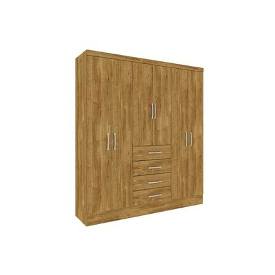Guarda Roupa 6 Portas Arizona c/ e 4 Gavetas Branco/Neve - Tcil Móveis