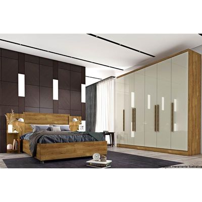 Guarda Roupa 6 Portas Veneza c/ e 4 Gavetas Cinamomo/Off White - Tcil Móveis