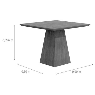 Mesa para Cozinha Luna + Tampo Madeirado Reto 90x90cm Off White/Imbuia - Rufato