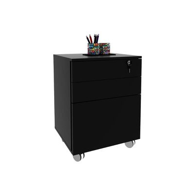 Multiuso Escritório ME4148 c/ 3 Gavetas e 1 c/ Chave Preto - Tecno Mobili