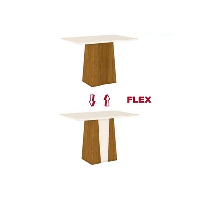 Mesa para Cozinha Orus + Tampo Madeirado 120x80cm Nature/Off White - Henn