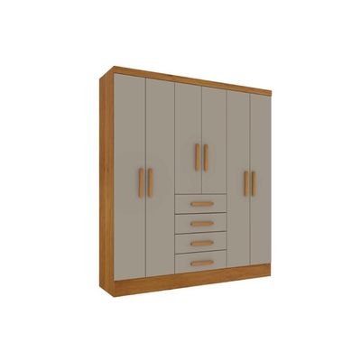 Guarda Roupa 6 Portas Arizona c/ e 4 Gavetas Cinamomo/Off White - Tcil Móveis