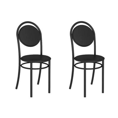 Cadeira de Cozinha 190 Kit 2 Un Preto/Courano Preto - Carraro