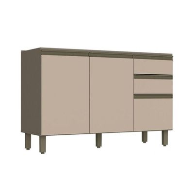 Gabinete de Cozinha Modulado Balcão Connect c/ 3 Portas e 2 Gavetas p/ Pia 120cm Off White - Henn