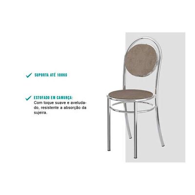 Cadeira de Cozinha 190 Kit 2 Un Prata - Assento Courano Branco - Carraro