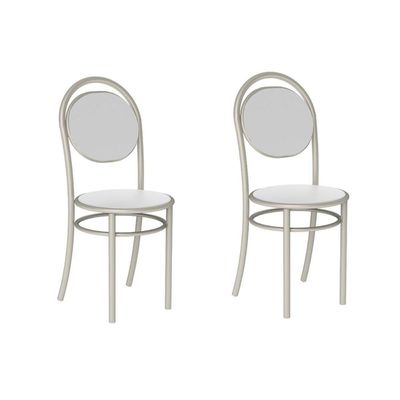 Cadeira de Cozinha 190 Kit 2 Un Prata - Assento Courano Branco - Carraro