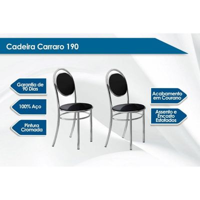 Cadeira de Cozinha 190 Kit 2 Un Prata - Assento Courano Cacau - Carraro