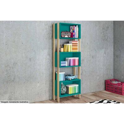 Estante Livreiro de Escritório RT3093 c/ 3 Nichos Rustico/Branco - Movelbento