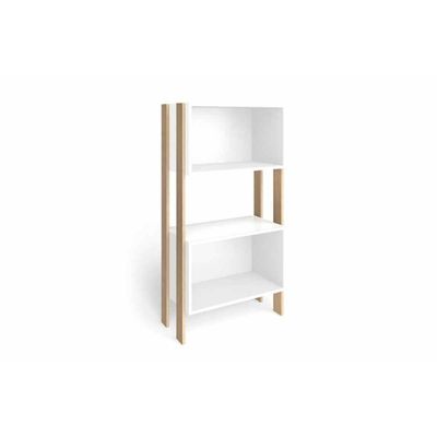 Estante Livreiro de Escritório RT3092 c/ 2 Nichos Rustico/Branco - Movelbento