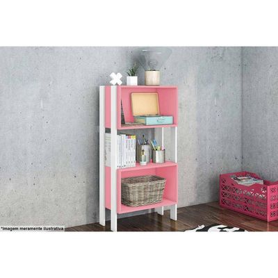 Estante Livreiro de Escritório RT3092 c/ 2 Nichos Rustico/Branco - Movelbento