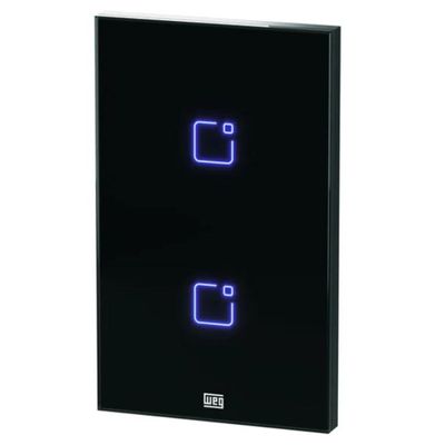 Interruptor Touch Inteligente 2 Botoes WI-FI 10A + RF com Placa 4X2 WEG Home PRET.