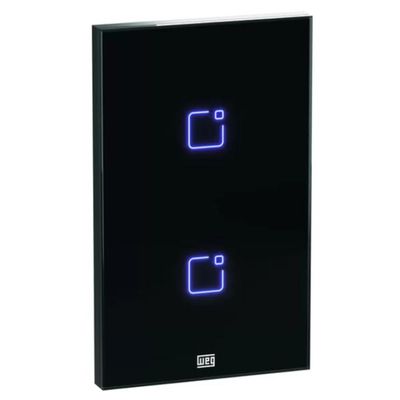 Interruptor Touch Inteligente 2 Botoes WI-FI 10A + RF com Placa 4X2 WEG Home PRET.