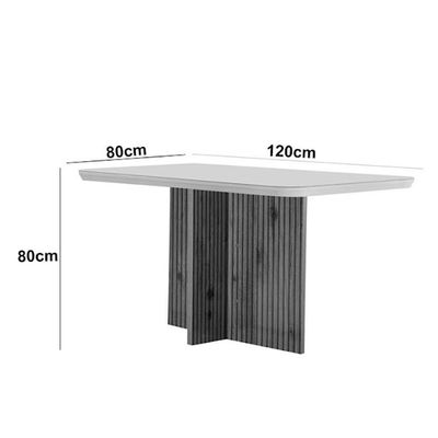 Mesa Olimpia 120 Mdf Vidro Canto Copo Com 4 Cadeiras