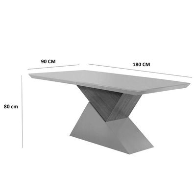 Mesa Tampo Mdf E Vidro 6 Cadeiras Marrom/Grafite/Imbuia