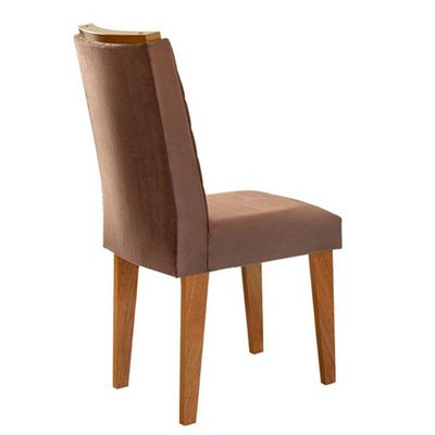 Mesa Tampo Mdf E Vidro 6 Cadeiras Marrom/Grafite/Imbuia
