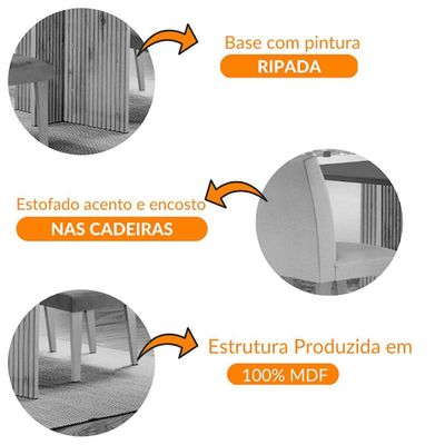 Mesa Olimpia 120 Mdf Canto Reto Com 4 Cadeiras