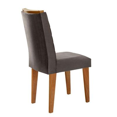 Mesa Tampo Mdf E Vidro 6 Cadeiras Liz Moderna Grafite/Imbuia