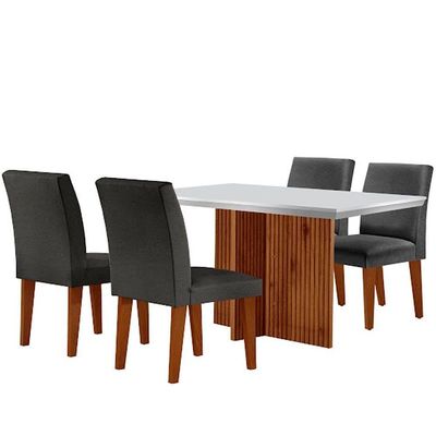 Mesa Olimpia 120 Mdf Canto Copo Com 4 Cadeiras Grecia