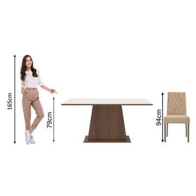 Conjunto Sala De Jantar Mesa Tampo De Madeira 4 Cadeiras