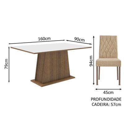 Conjunto Sala De Jantar Mesa Tampo De Madeira 4 Cadeiras