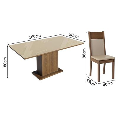 Kit Sala De Jantar Mesa 4 Cadeiras Greta Madesa Crema/Bege