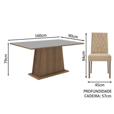 Conjunto Sala De Jantar Mesa Tampo De Madeira 4 Cadeiras