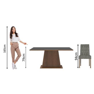 Kit Sala De Jantar Mesa 6 Cadeiras preto Madesa